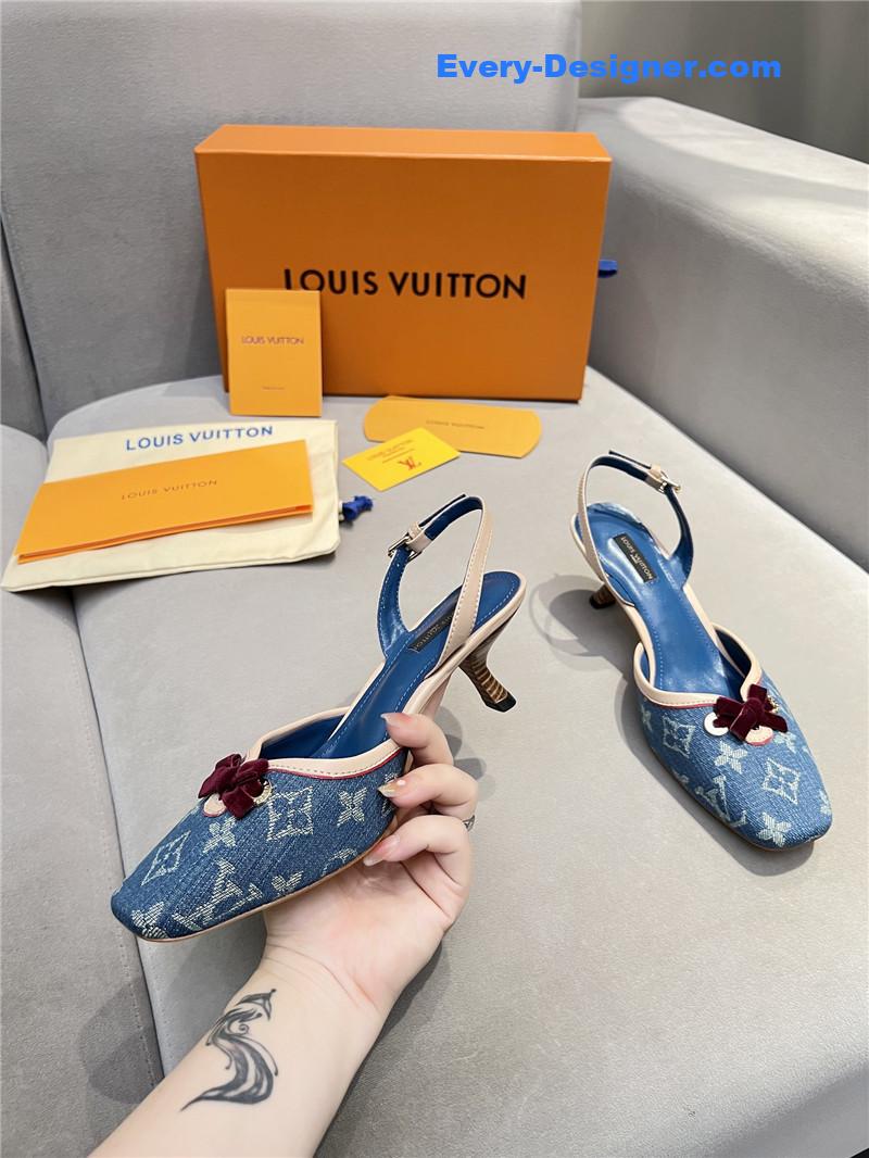 l0vis Vvtt0n neo slingbacks monogram denim blue pumps