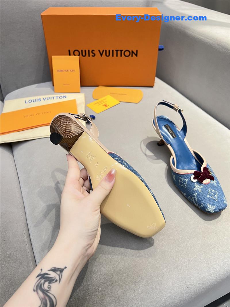 l0vis Vvtt0n neo slingbacks monogram denim blue pumps
