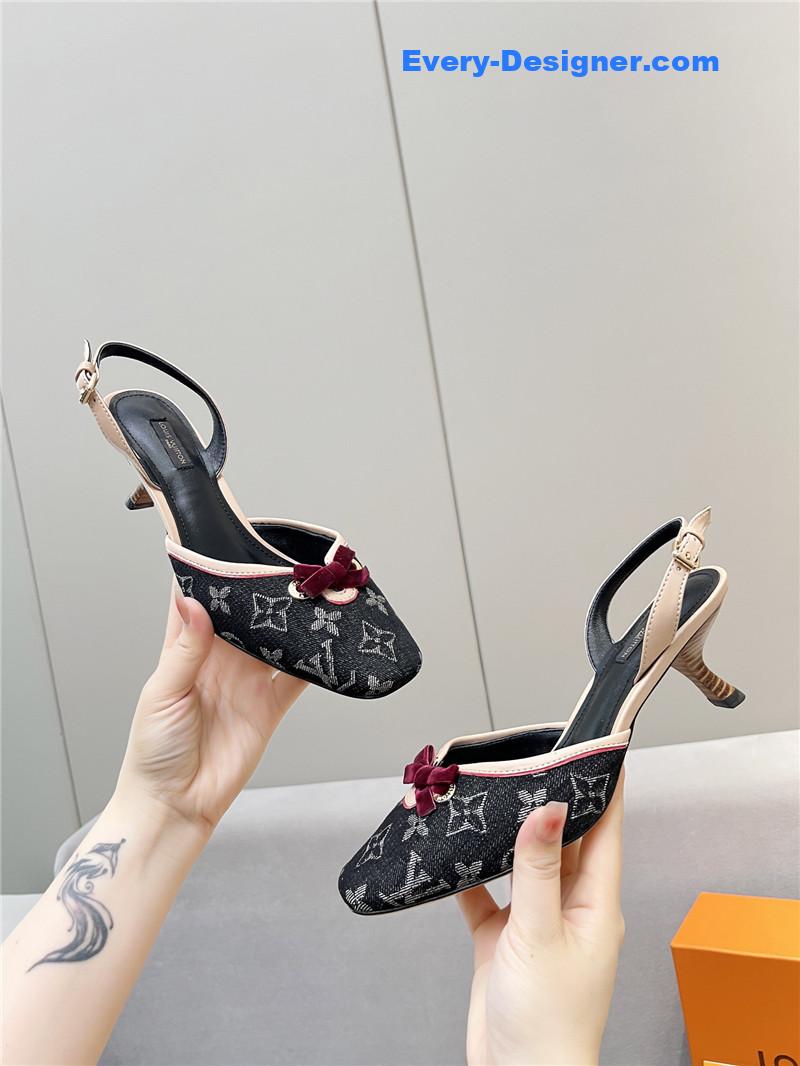 l0vis Vvtt0n neo slingbacks monogram denim black pumps