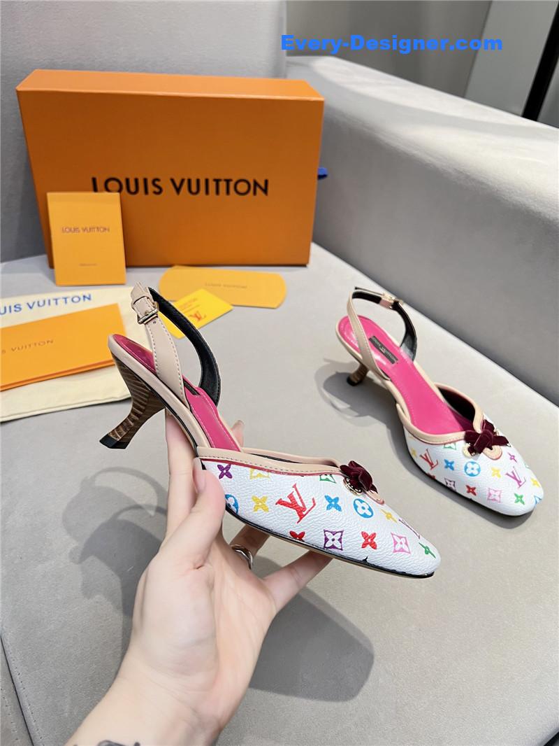 l0vis Vvtt0n neo slingbacks pink and white monogram pumps