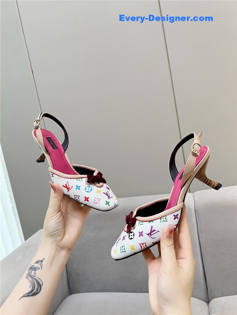 l0vis Vvtt0n neo slingbacks pink and white monogram pumps