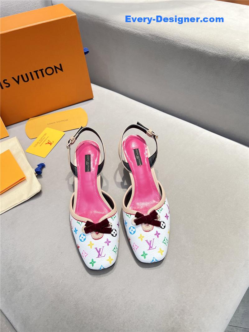 l0vis Vvtt0n neo slingbacks pink and white monogram pumps
