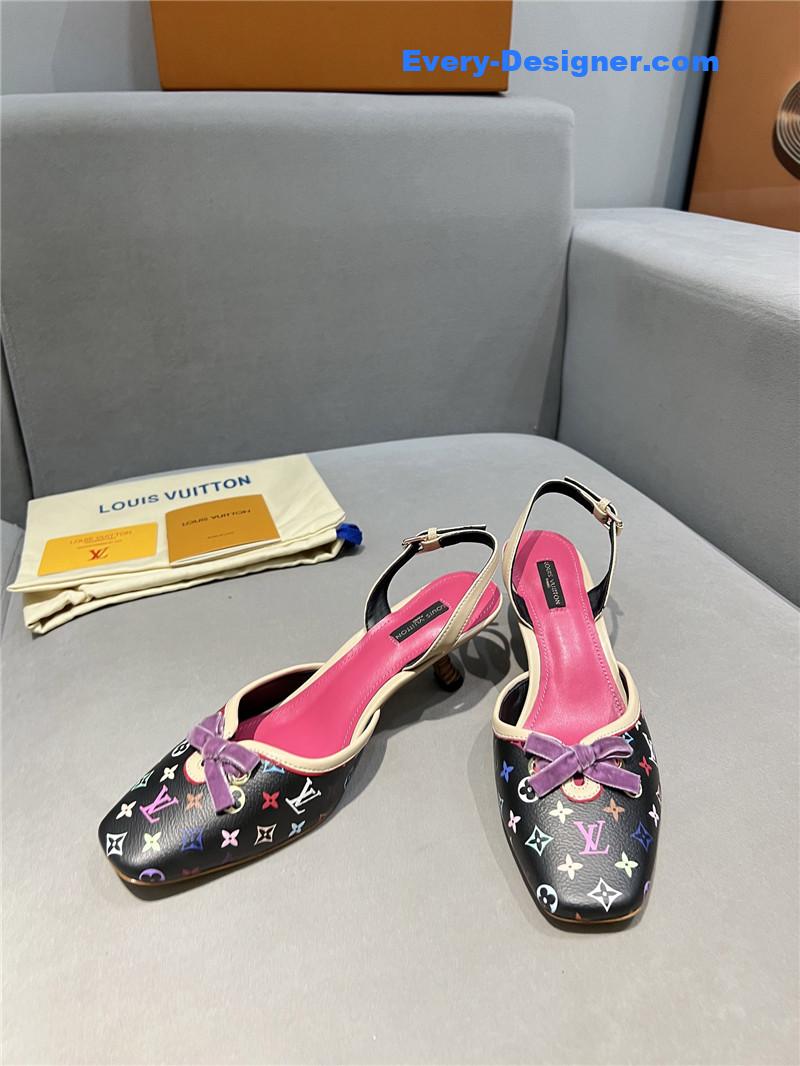 l0vis Vvtt0n neo slingbacks pumps pink and black monogram