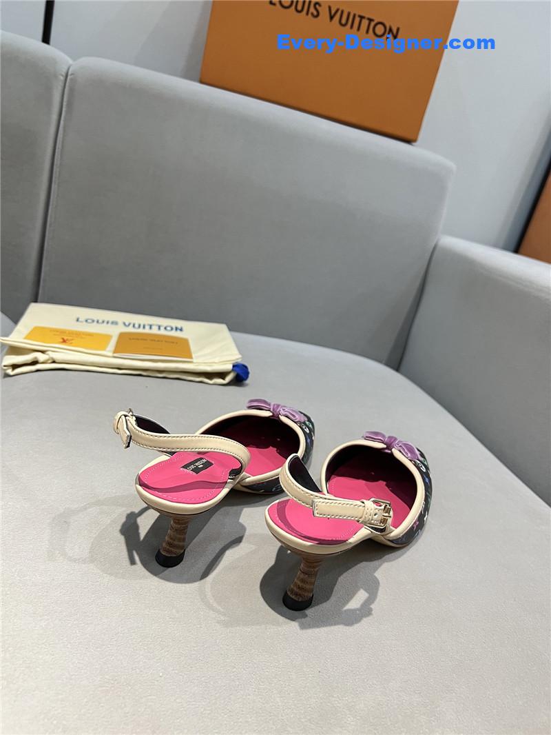 l0vis Vvtt0n neo slingbacks pumps pink and black monogram