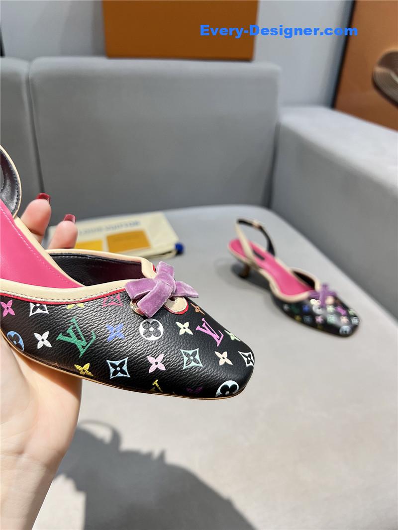 l0vis Vvtt0n neo slingbacks pumps pink and black monogram