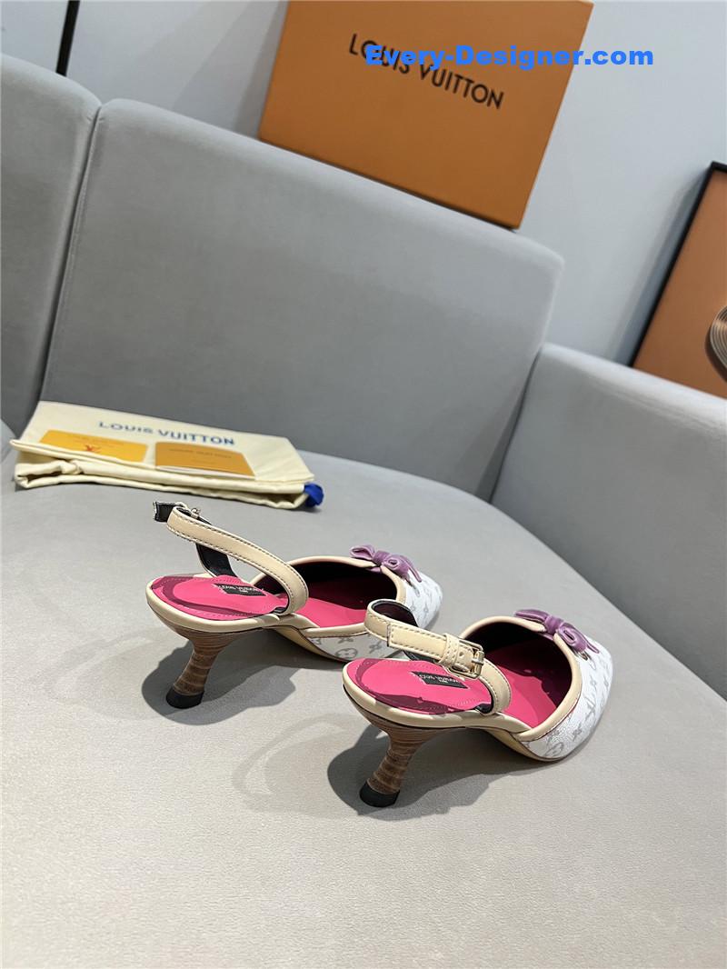 l0vis Vvtt0n neo slingbacks pink and silver monogram pumps