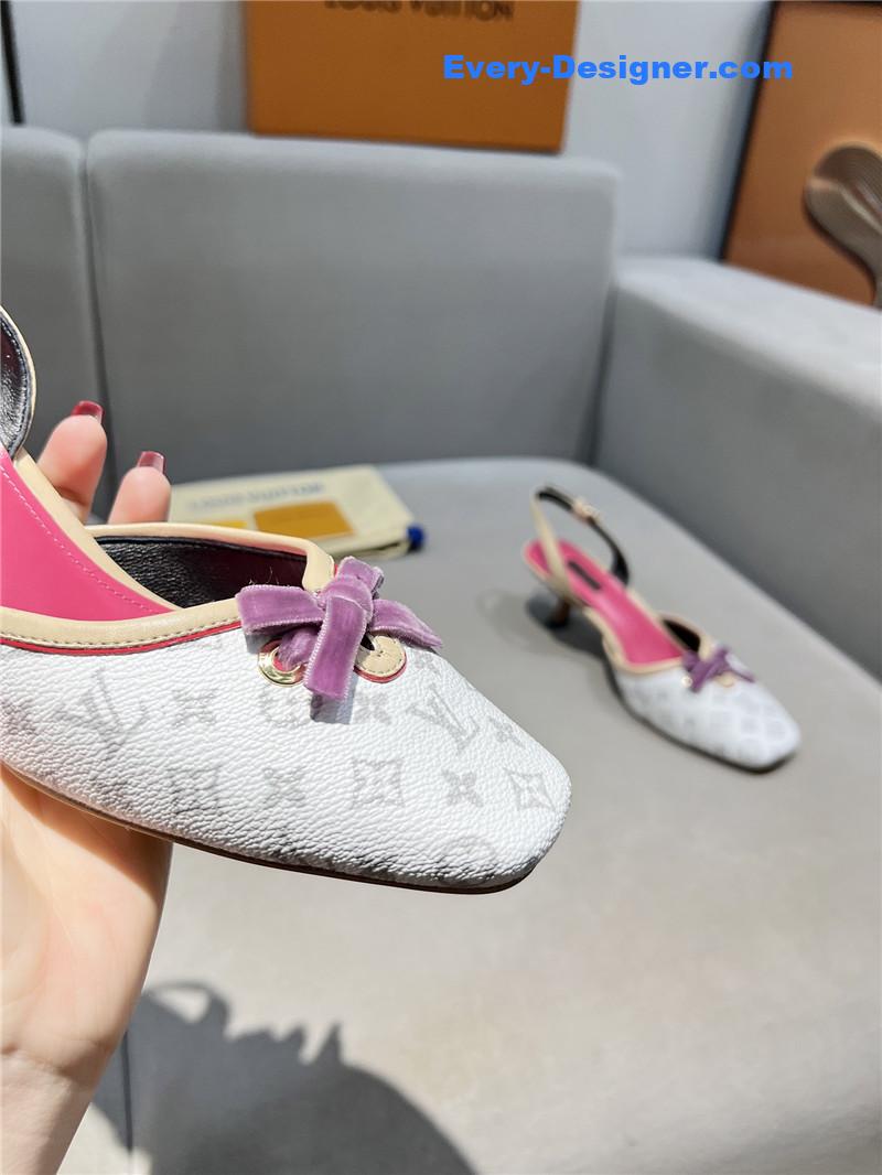 l0vis Vvtt0n neo slingbacks pink and silver monogram pumps