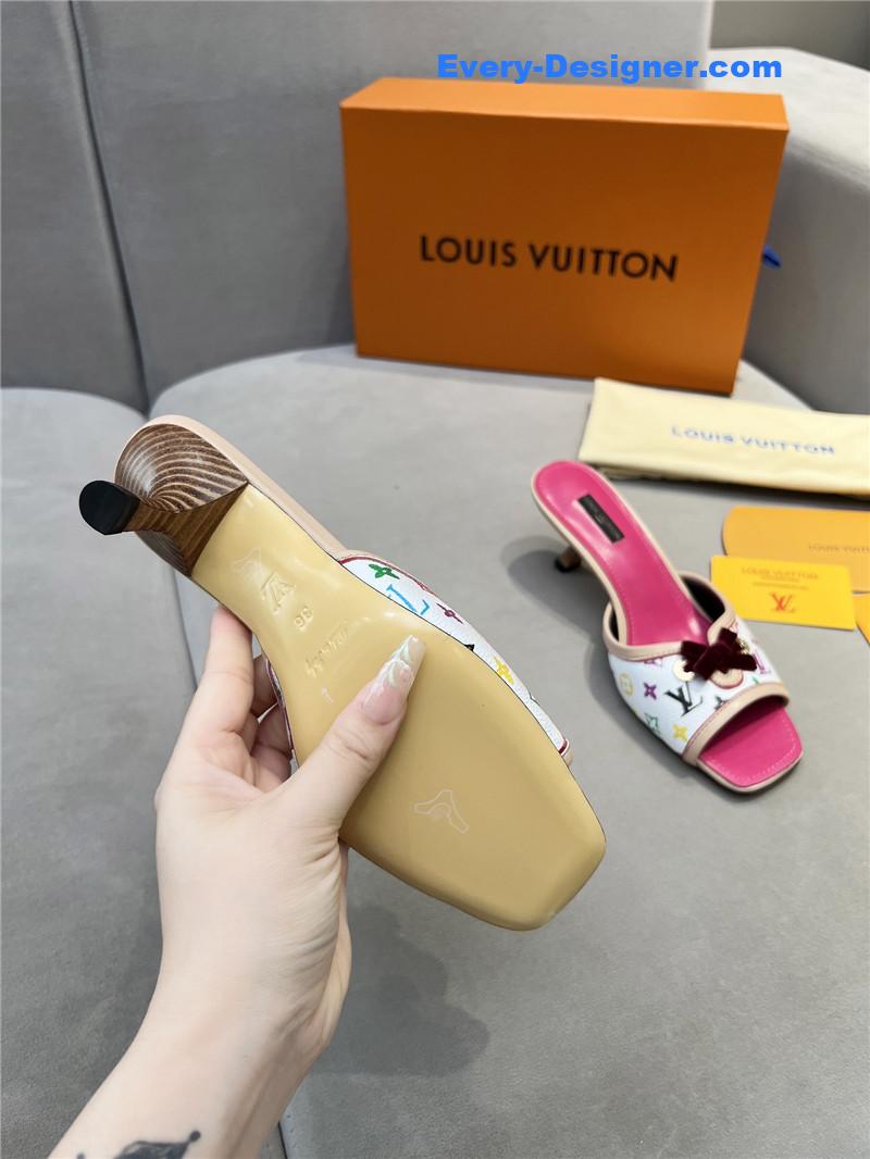 l0vis Vvtt0n neo revival mules pink and white printed calfskin