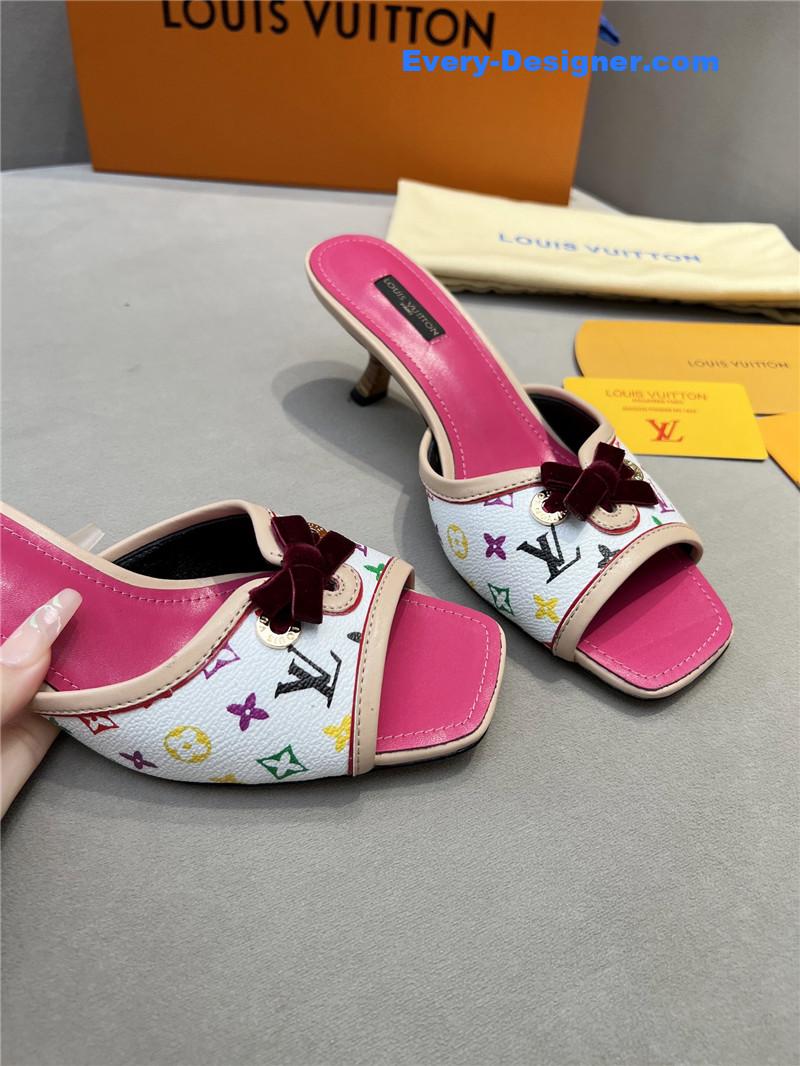 l0vis Vvtt0n neo revival mules pink and white printed calfskin