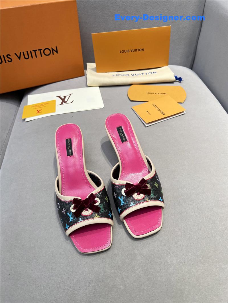 l0vis Vvtt0n neo revival mules printed calfskin pink black