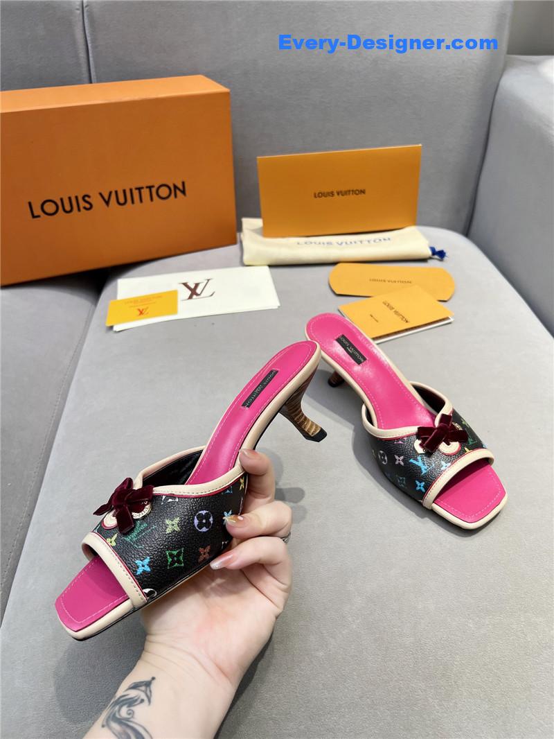 l0vis Vvtt0n neo revival mules printed calfskin pink black