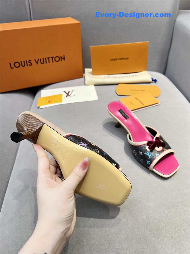 l0vis Vvtt0n neo revival mules printed calfskin pink black