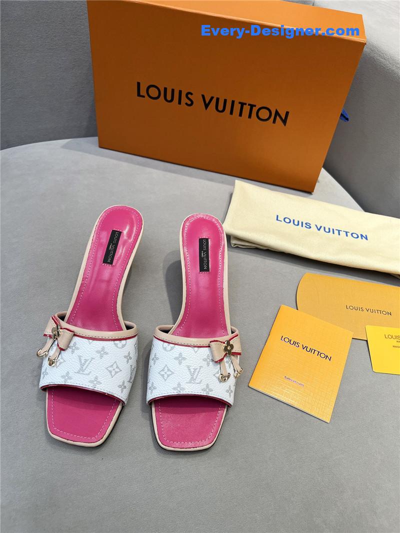 l0vis Vvtt0n neo revival mules pink and silver printed calfskin