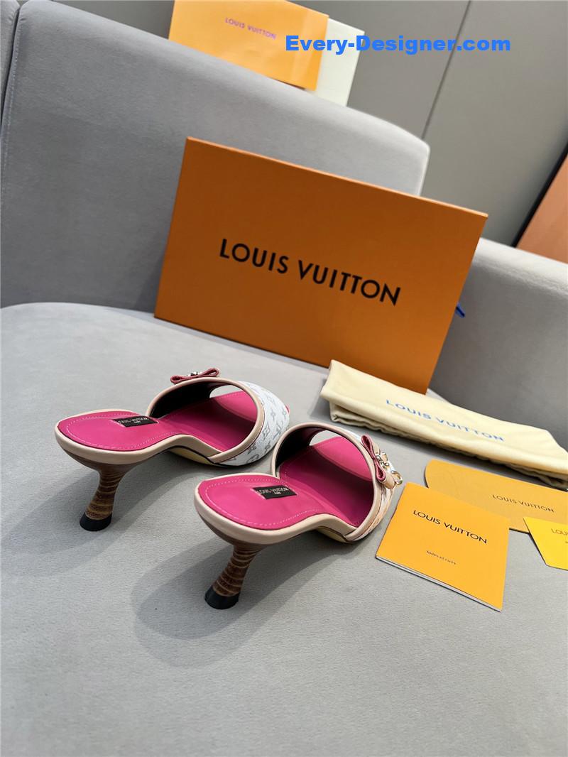 l0vis Vvtt0n neo revival mules pink and silver printed calfskin