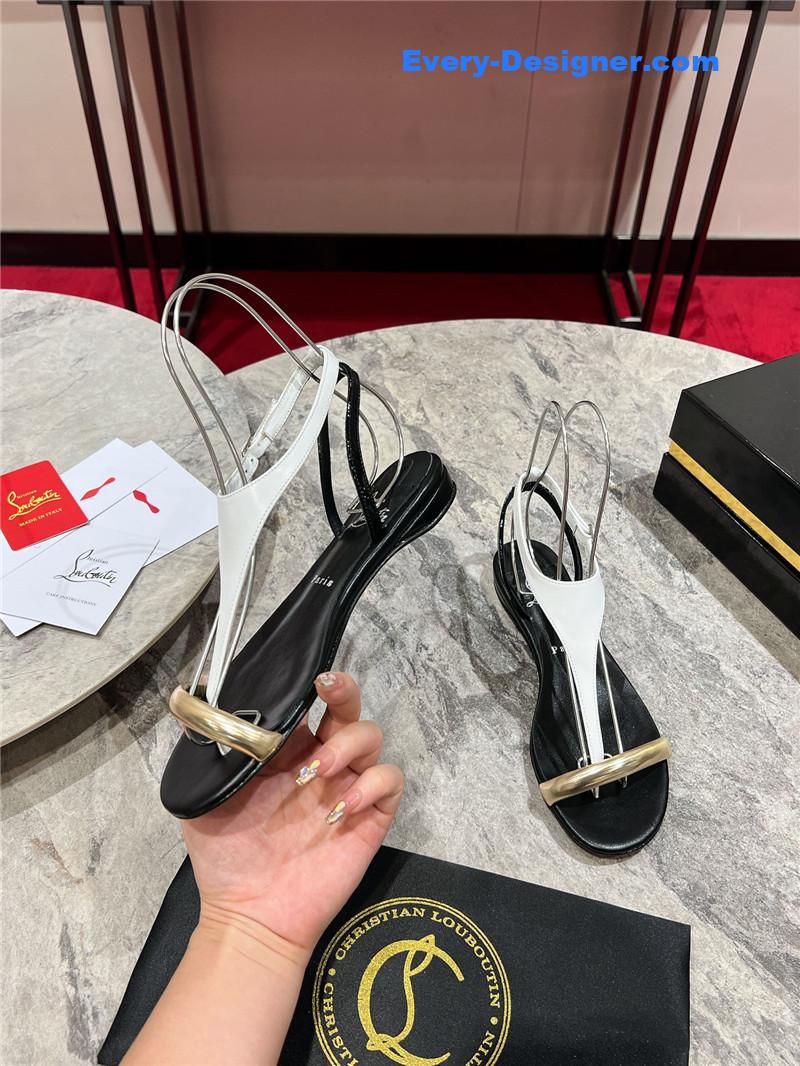 Chr1st1an louboutin athina flat sandals black white