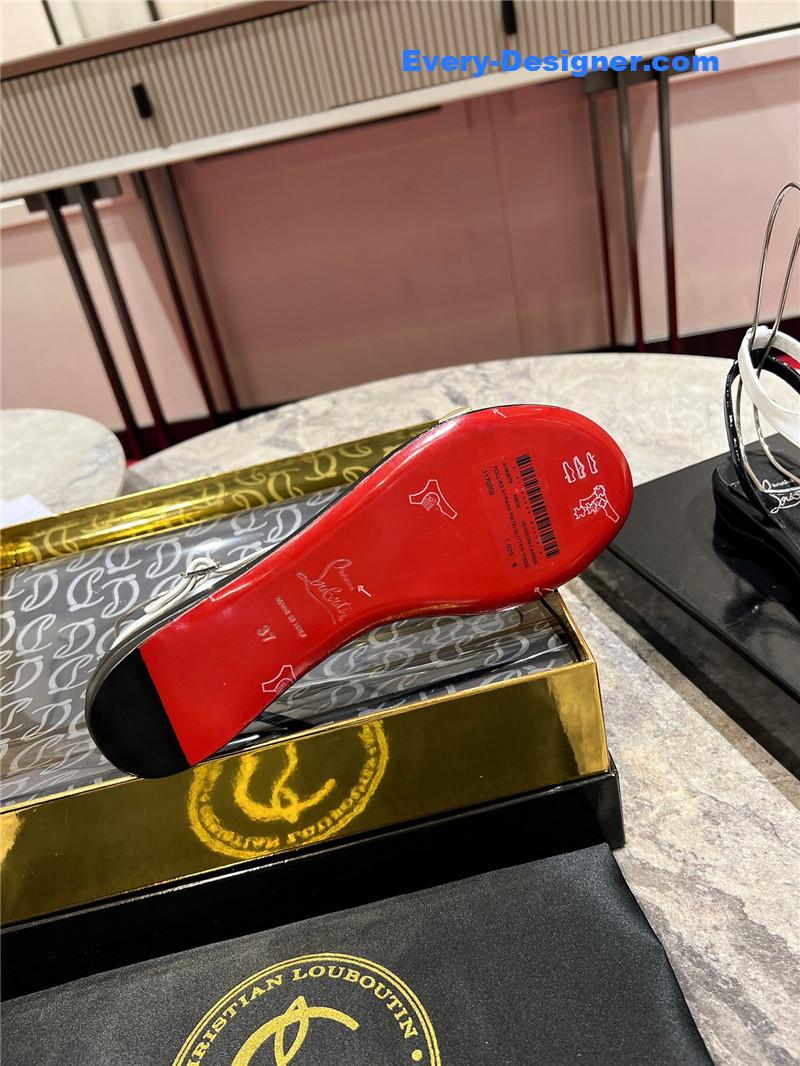 Chr1st1an louboutin athina flat sandals black white