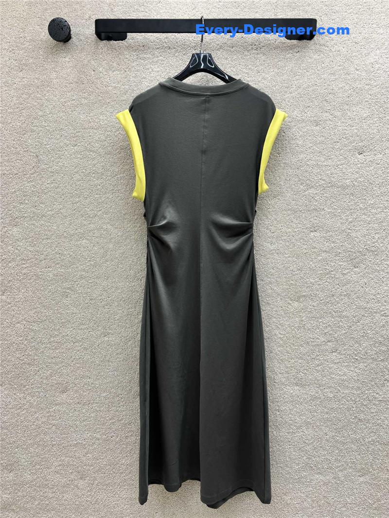 Pra*a contrast color hem flying dress replicas clothes