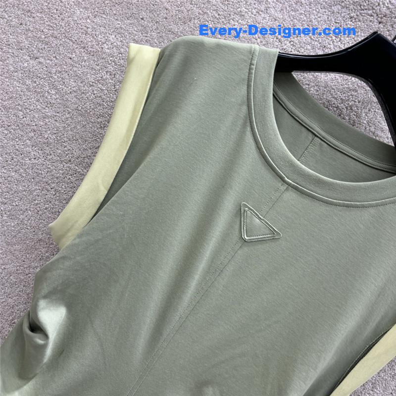 Pra*a contrast color hem flying dress replicas clothes