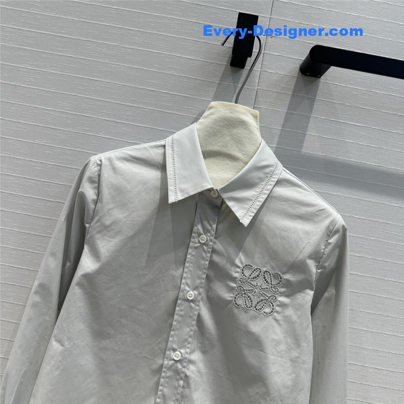 L0ew* hollow embroidery short shirt replica clothing sites