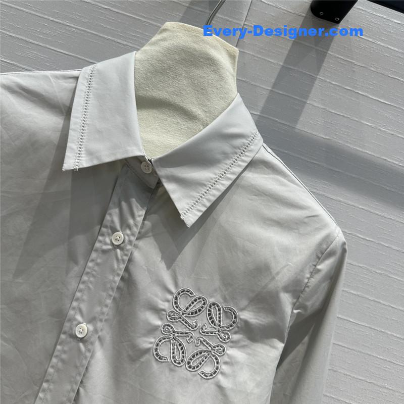 L0ew* hollow embroidery short shirt replica clothing sites