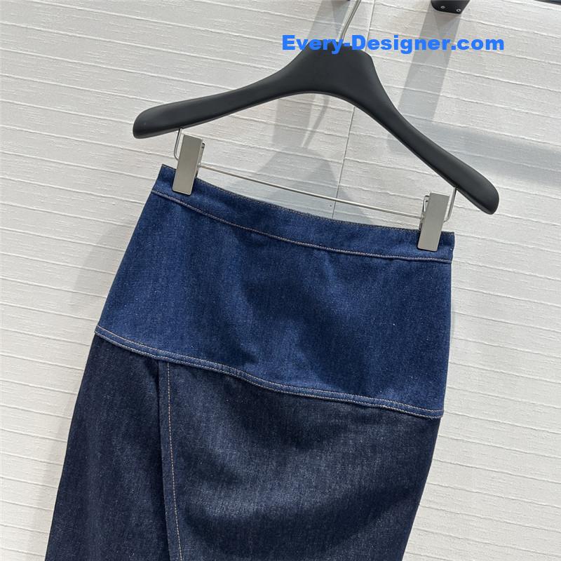F**di colorblock denim long skirt replica d&g clothing