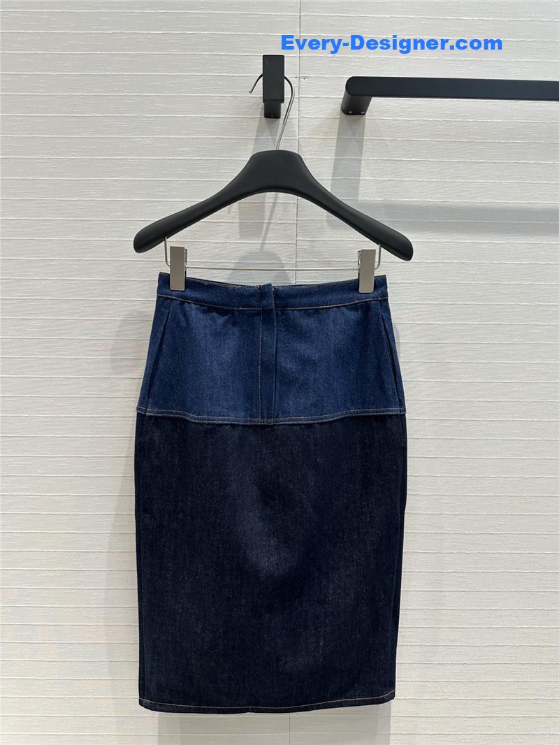 F**di colorblock denim long skirt replica d&g clothing