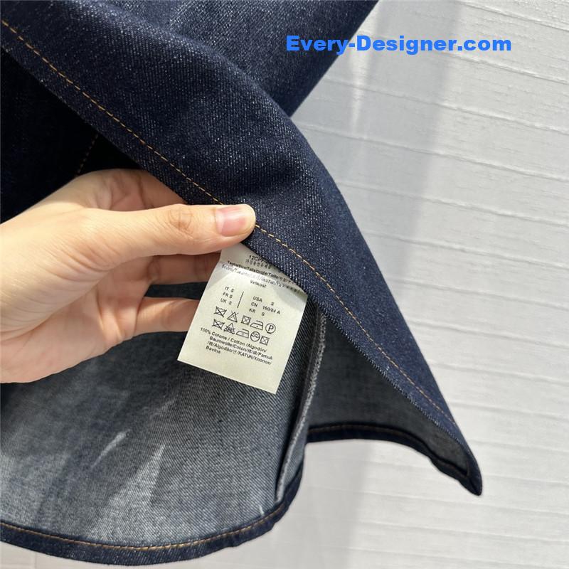 F**di colorblock stand collar denim dress replica clothes