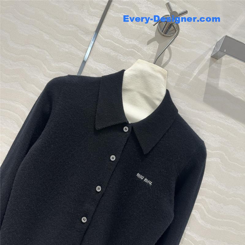 M1um1u letter cashmere lapel cardigan small coat replicas clothes