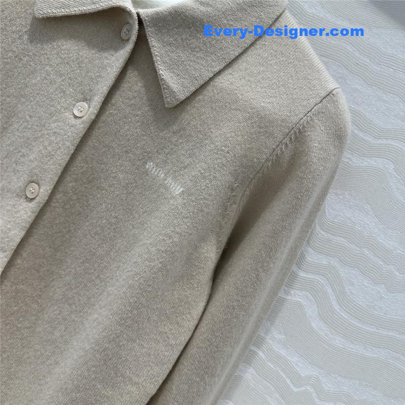 M1um1u letter cashmere lapel cardigan small coat replicas clothes