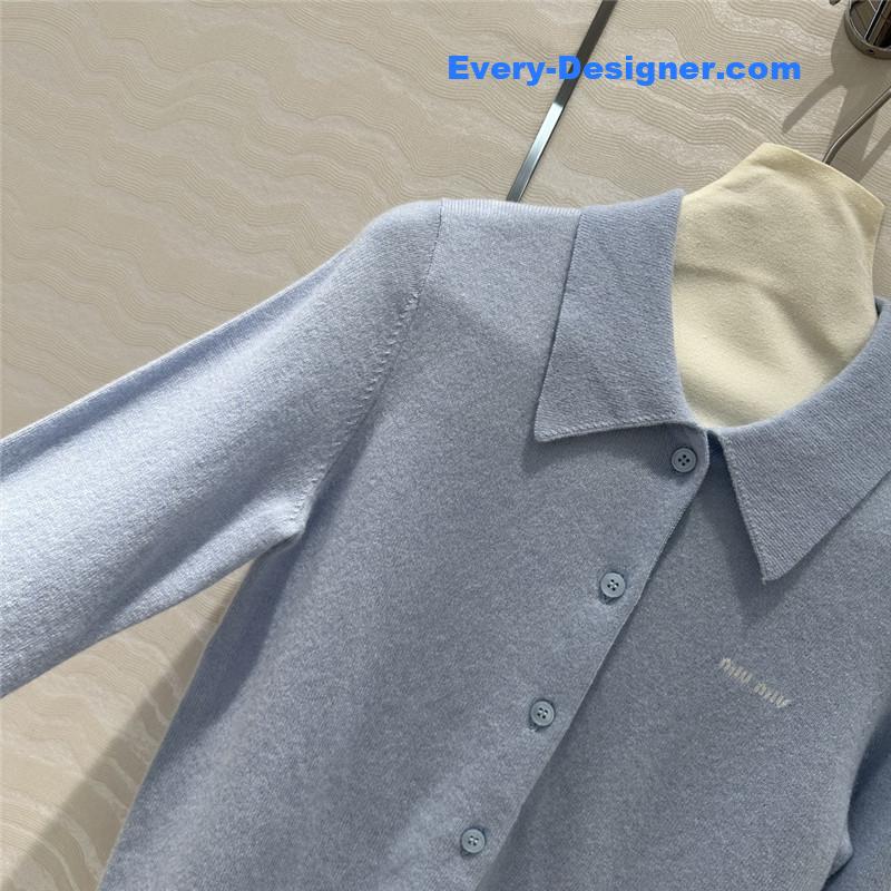 Miu Miu Light Blue Cashmere Cardigan