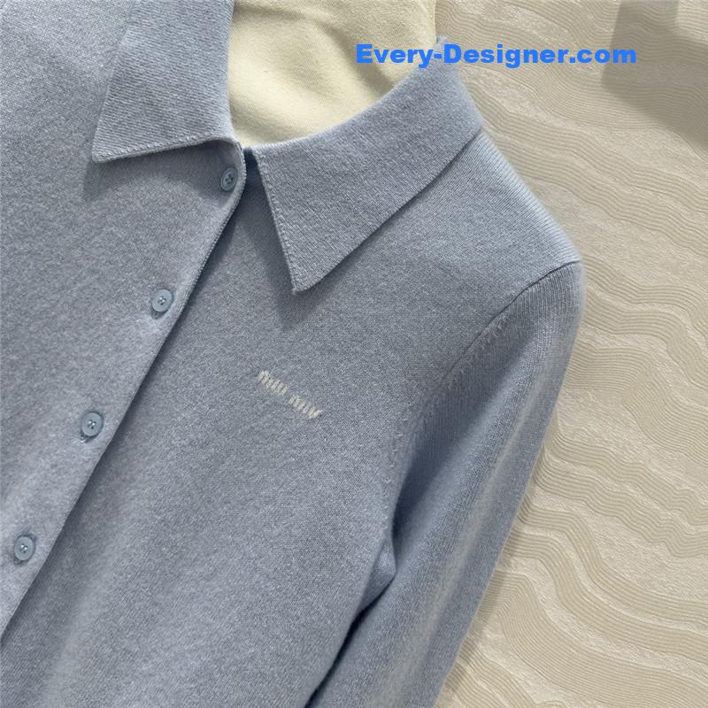 Miu Miu Light Blue Cashmere Cardigan