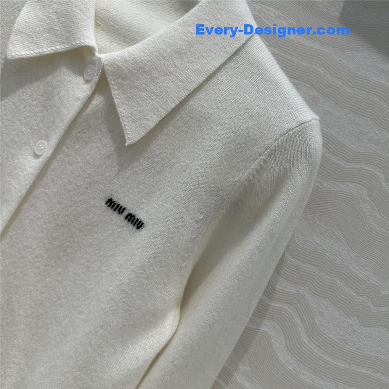 M1um1u letter cashmere lapel cardigan small coat replicas clothes