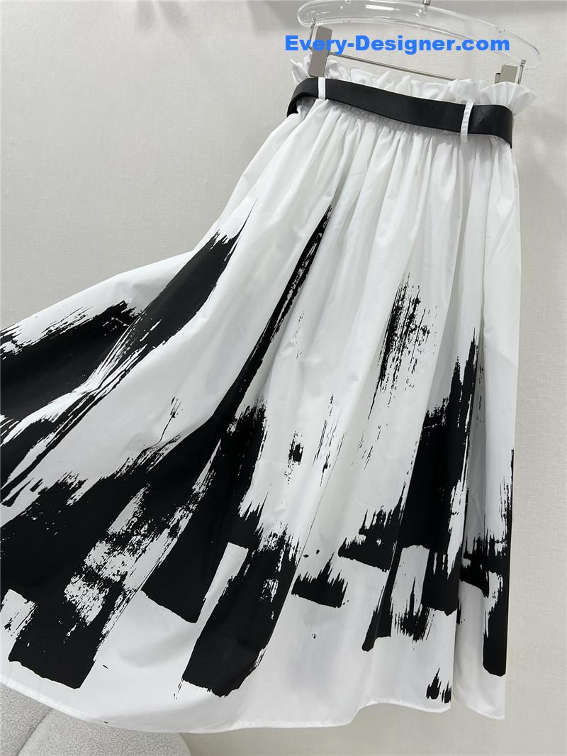 D10r pleated ink painting long skirt replica d&g clothing