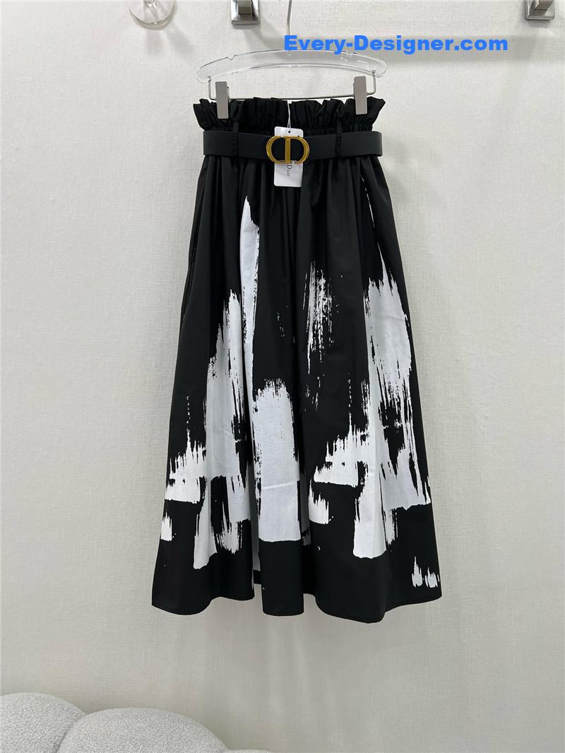 D10r pleated ink painting long skirt replica d&g clothing