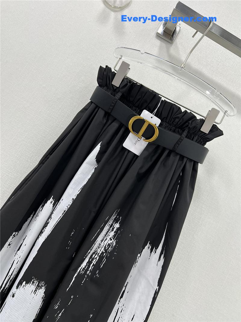 D10r pleated ink painting long skirt replica d&g clothing