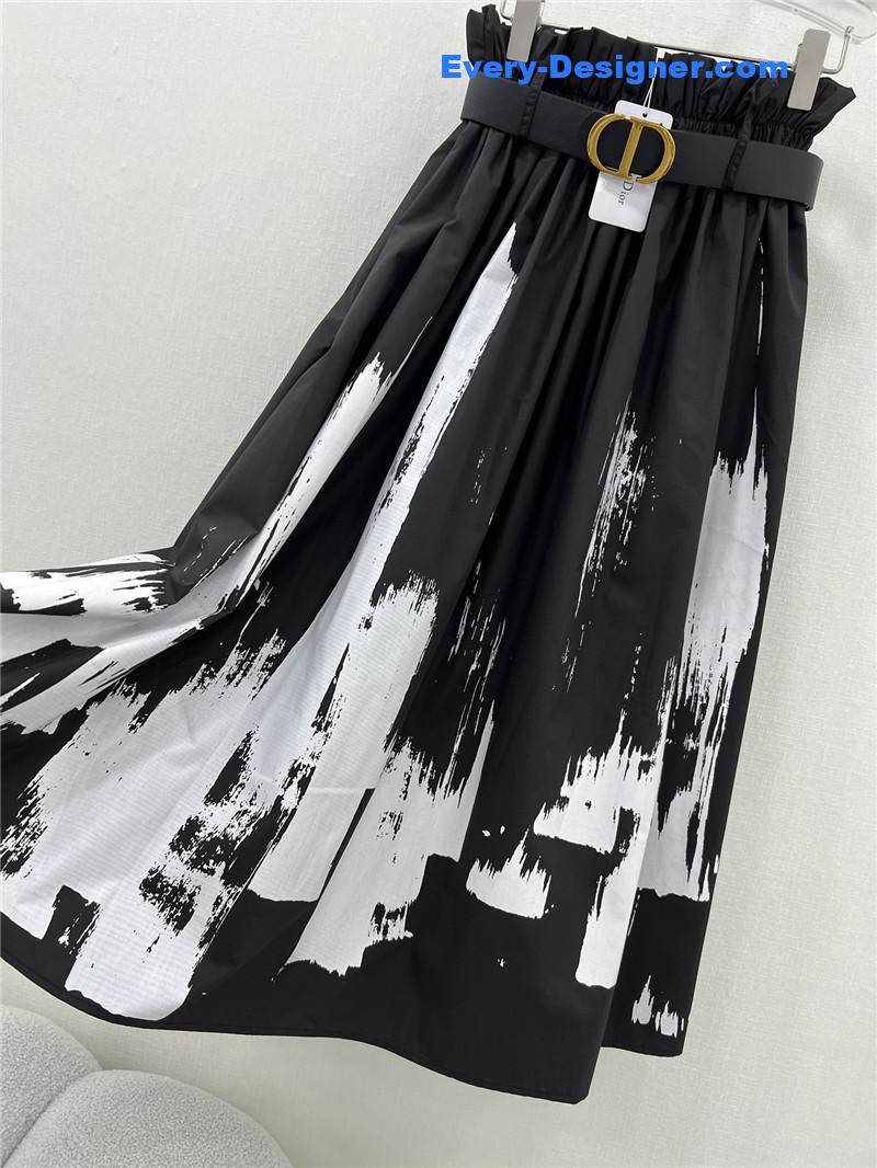 D10r pleated ink painting long skirt replica d&g clothing