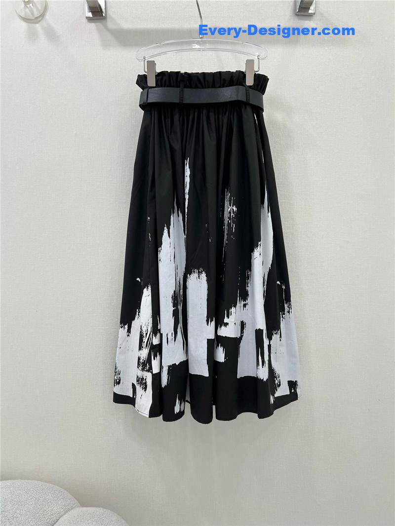 D10r pleated ink painting long skirt replica d&g clothing