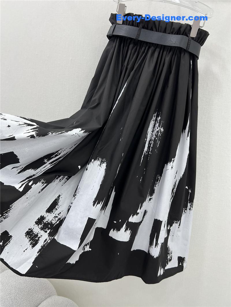 D10r pleated ink painting long skirt replica d&g clothing
