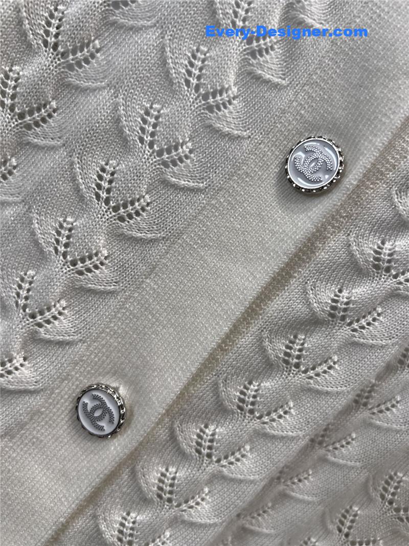 Ch**el single-breasted hollow knit cardigan replica d&g clothing
