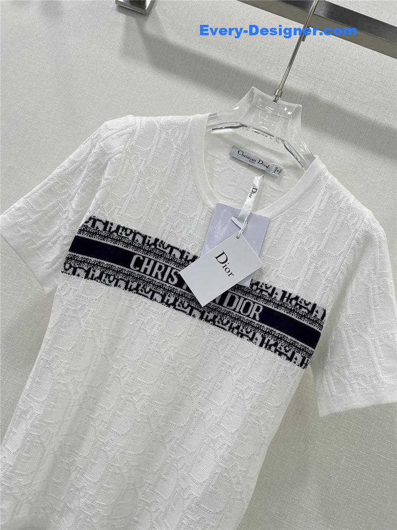 D10r obscure jacquard knitted short-sleeved top replica clothes