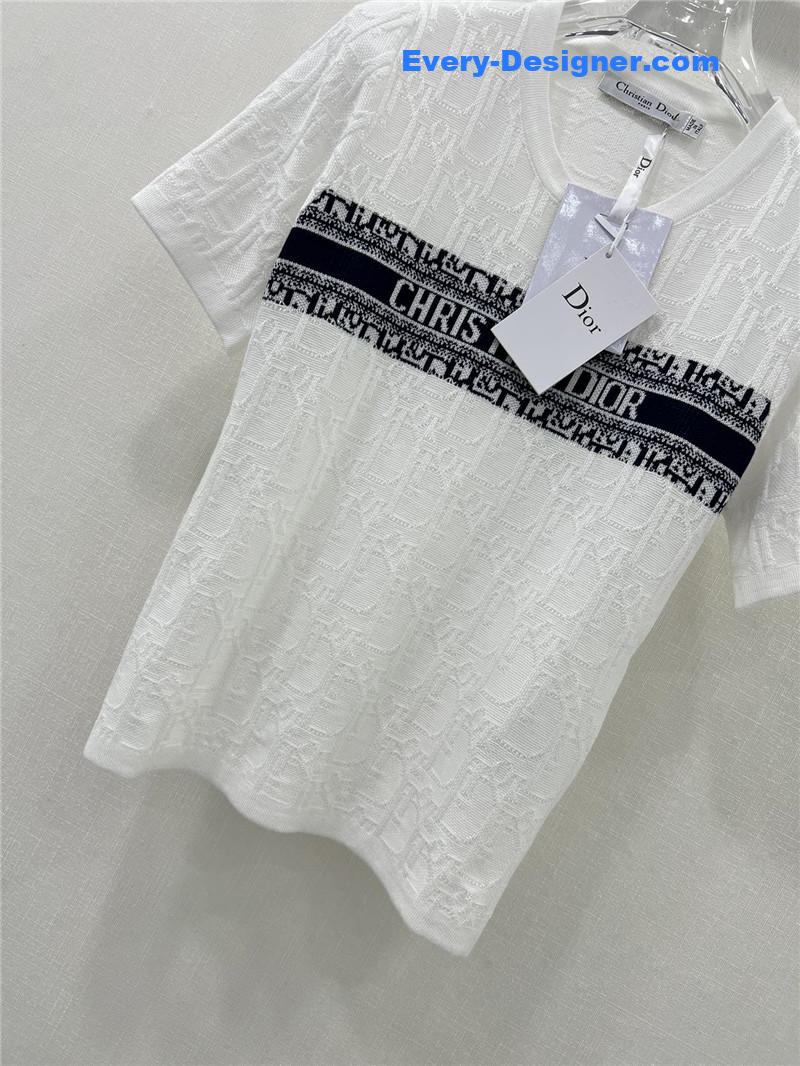 D10r obscure jacquard knitted short-sleeved top replica clothes