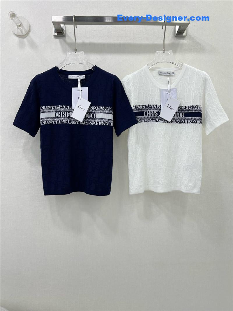 D10r obscure jacquard knitted short-sleeved top replica clothes