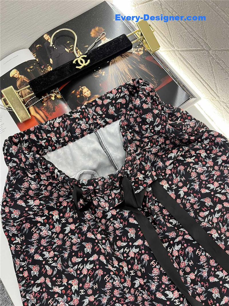 Ch**el floral straight trousers replica d&g clothing