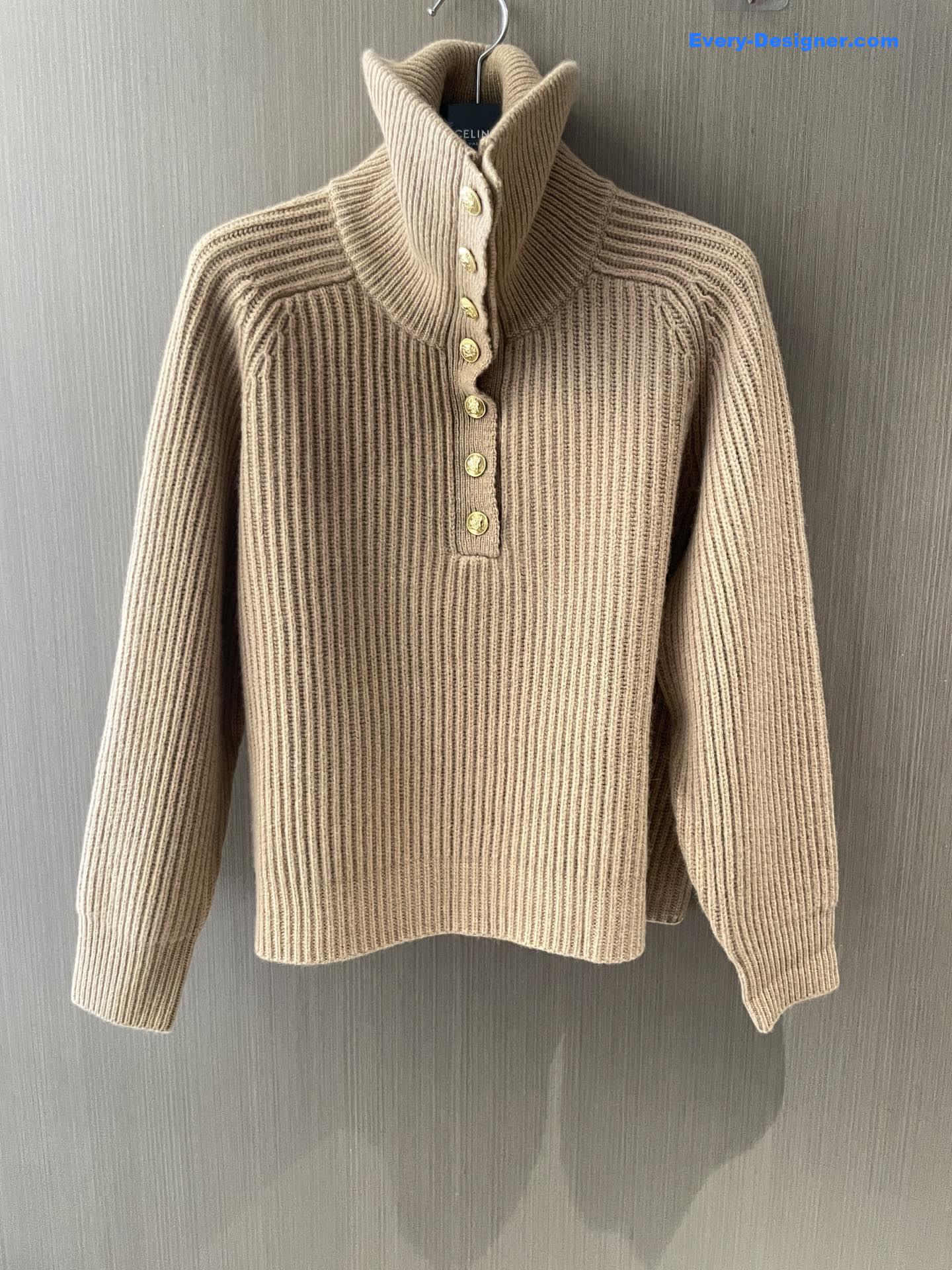 Ce1i*e beige ribbed vareuse sweater