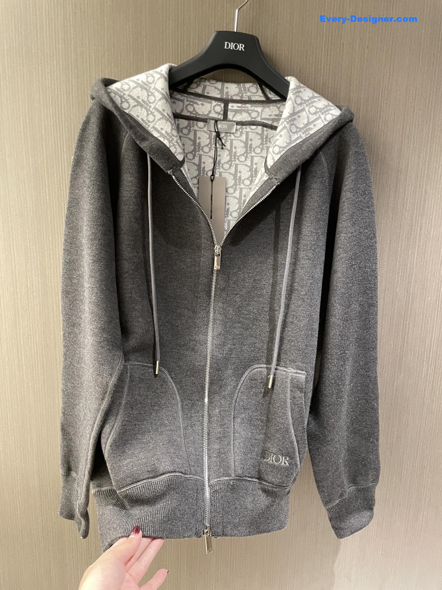 D10r icons double-sided zip hoodie grey