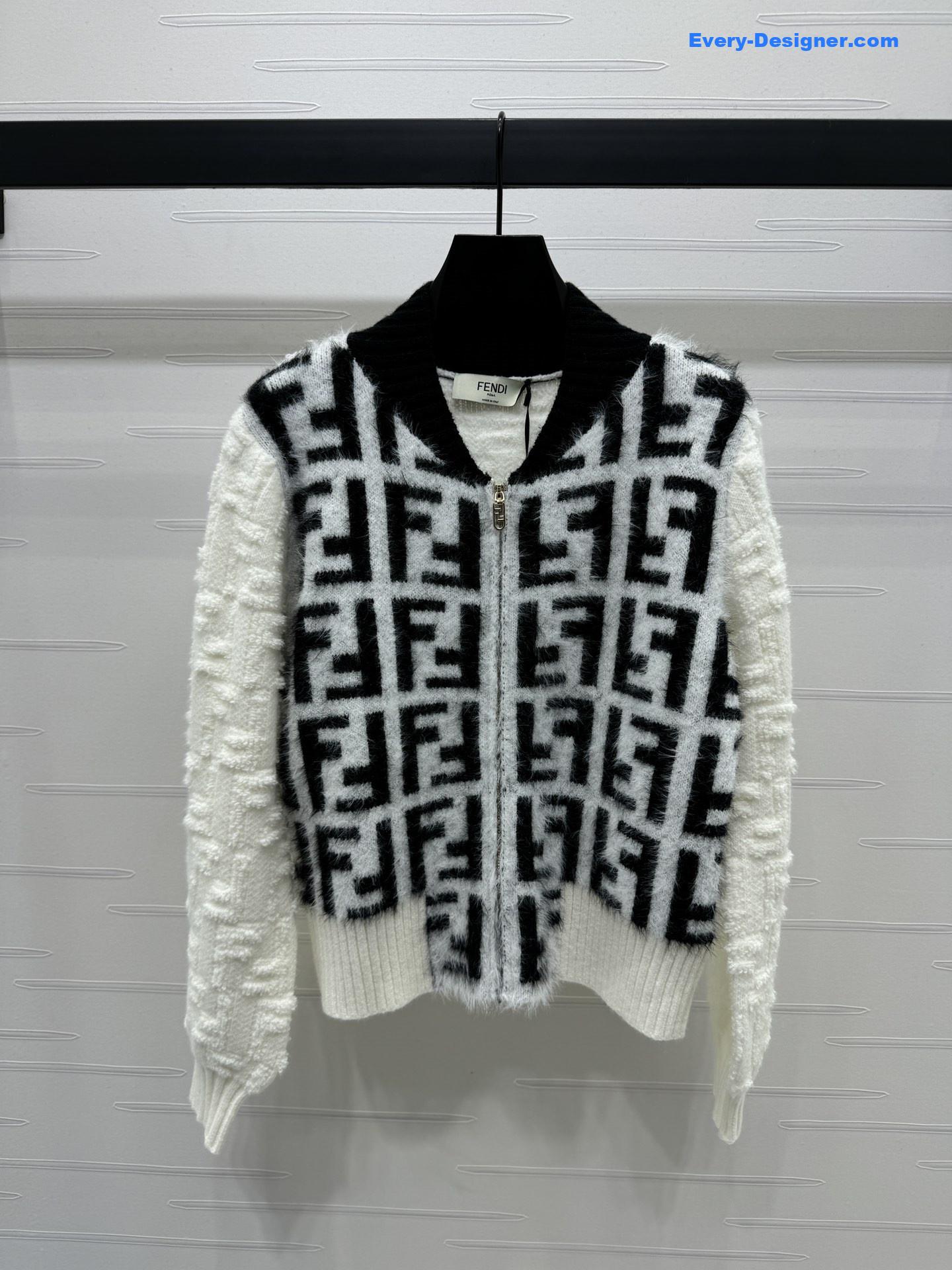 F**di ff zip-up bomber jacket white