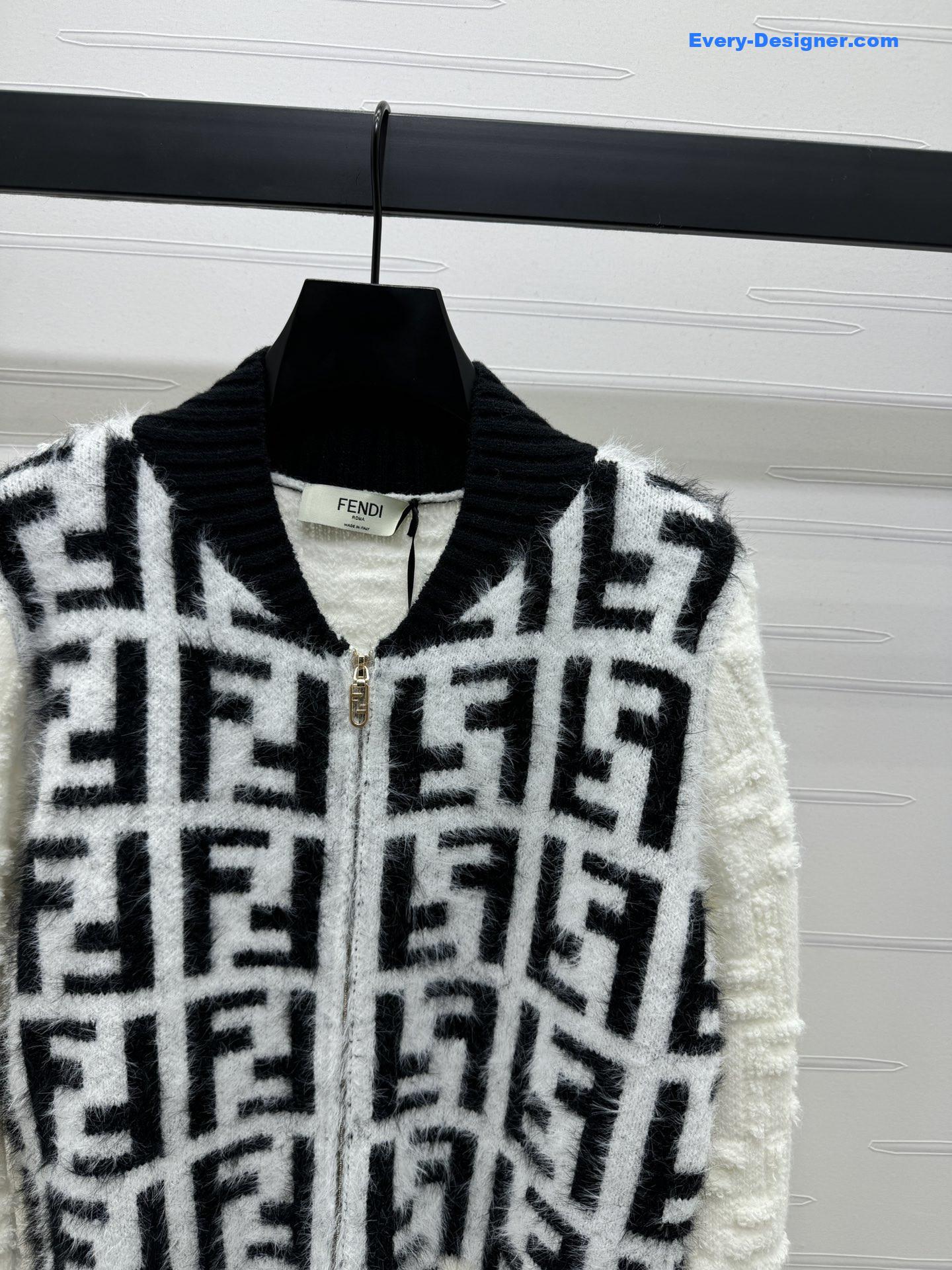 F**di ff zip-up bomber jacket white