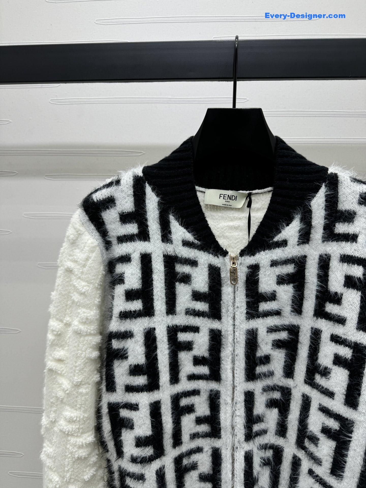 F**di ff zip-up bomber jacket white