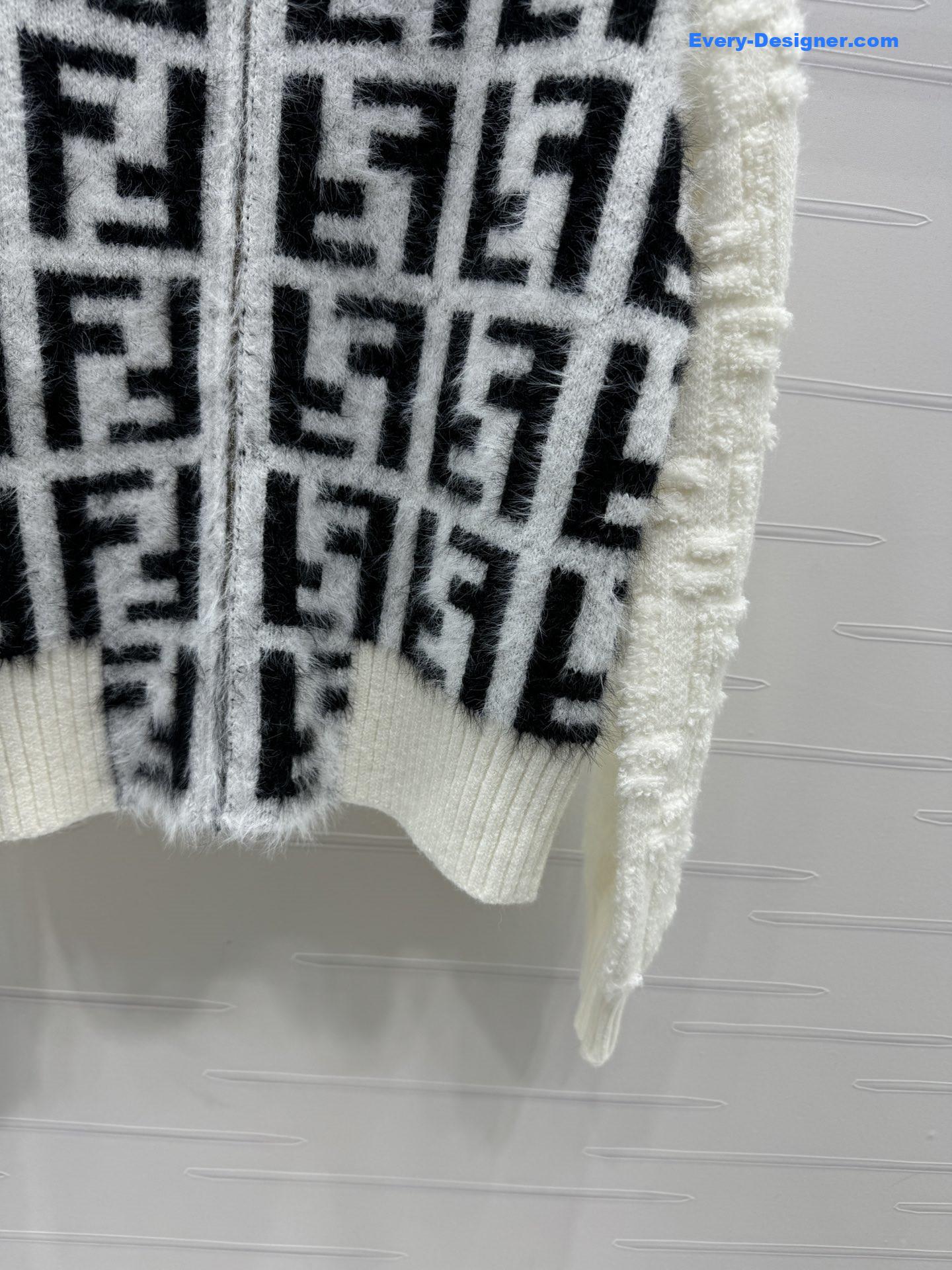 F**di ff zip-up bomber jacket white