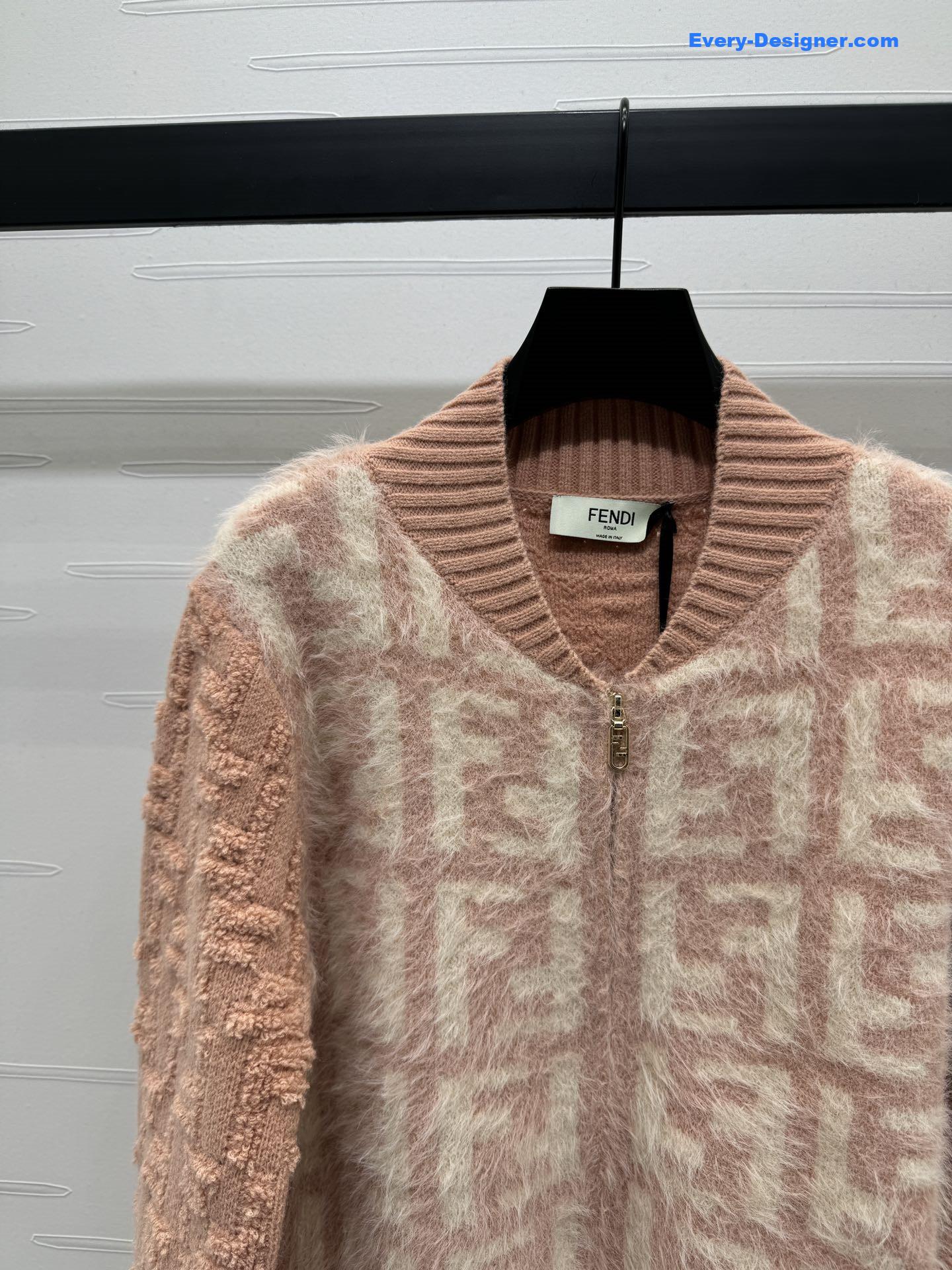 F**di ff zip-up bomber jacket pink